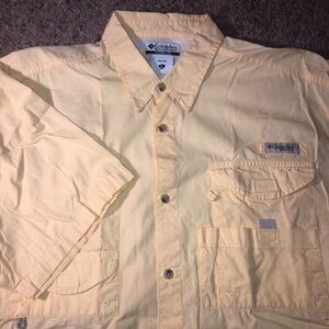 Columbia PFG Mens Size XL Yellow Summer Beach Fishing Work Button Down Shirt